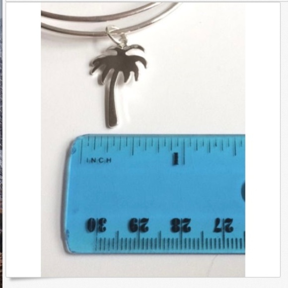 Silver Palm Tree Wire Charm Bracelet Beach Island Fun Plated Cruise Wear - Picture 8 of 8